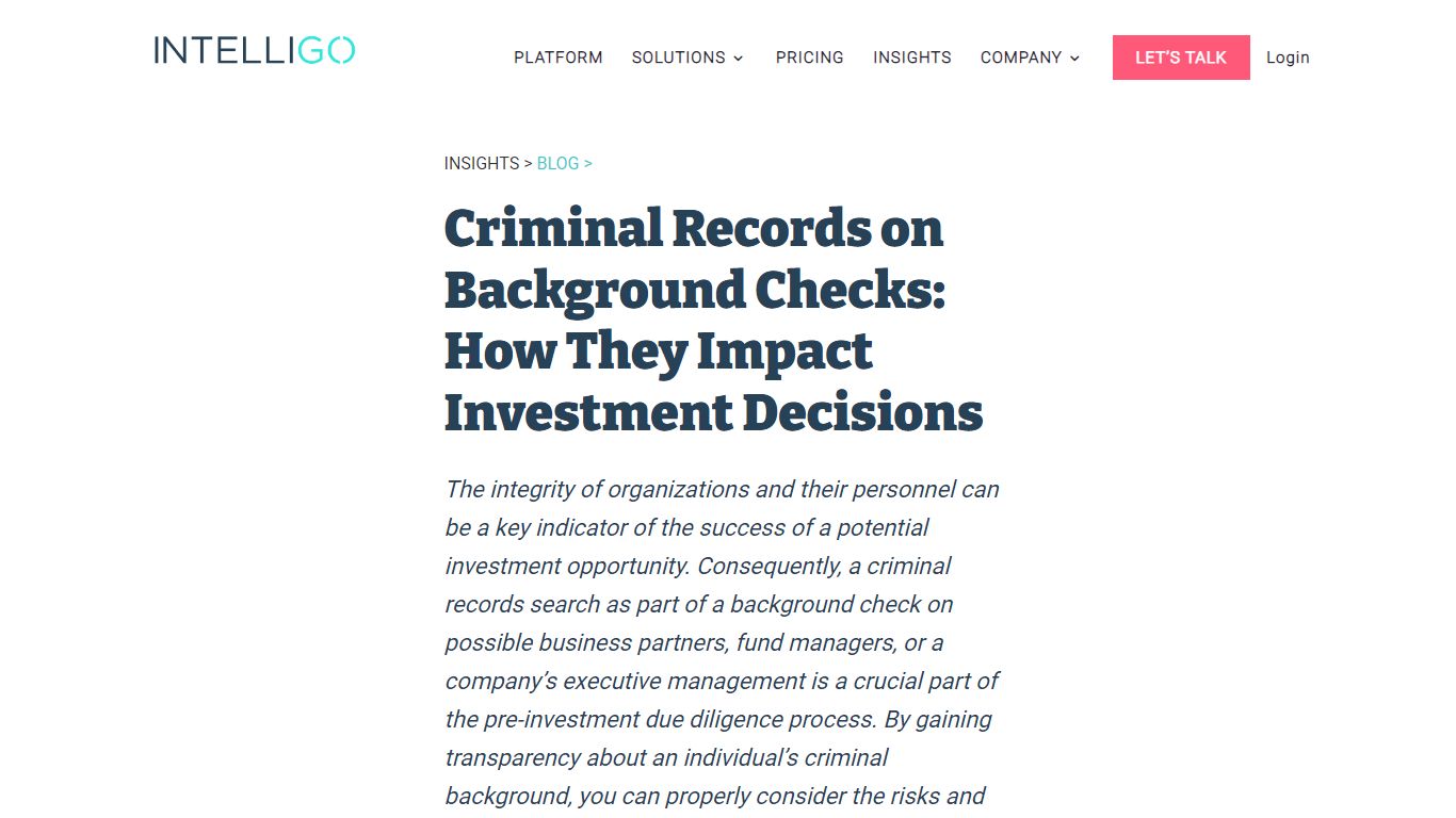 Criminal Records on Background Checks: How They Impact Investment ...
